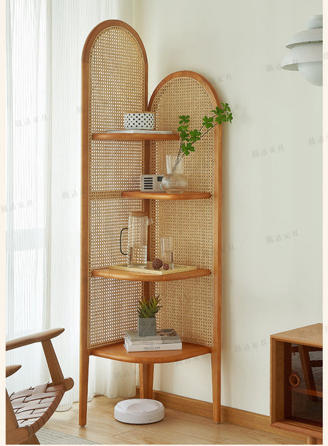 RATTAN FURNITURE Akihabara Vibrant Solid Wood Corner Rack from RATTAN FURNITURE
