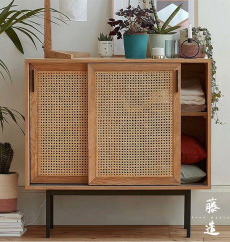 RATTAN FURNITURE Aoki Minimalist Solid Wood Shoe Cabinet from RATTAN FURNITURE