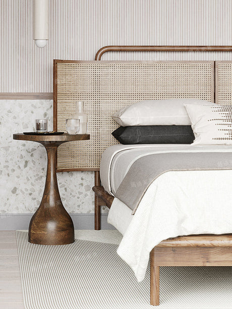RATTAN FURNITURE Elizondo Retro Minimalist Solid Wood Double Bed from RATTAN FURNITURE