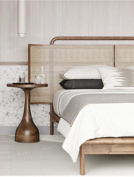 RATTAN FURNITURE Elizondo Retro Minimalist Solid Wood Double Bed from RATTAN FURNITURE