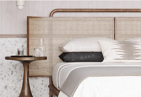 RATTAN FURNITURE Elizondo Retro Minimalist Solid Wood Double Bed from RATTAN FURNITURE