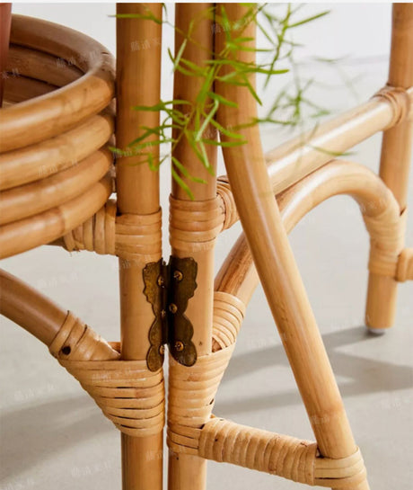 RATTAN FURNITURE Eloise Retro Creative Folding Rack Plant Stand from RATTAN FURNITURE