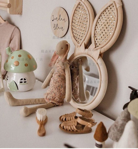 RATTAN FURNITURE Isla Bunny Whimsical Bear Mirror Decor from RATTAN FURNITURE