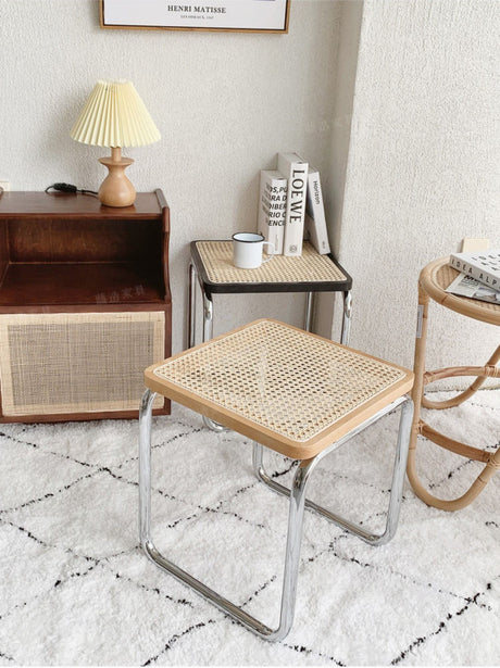 RATTAN FURNITURE Isola Retro Stainless Steel Shoe Stool from RATTAN FURNITURE