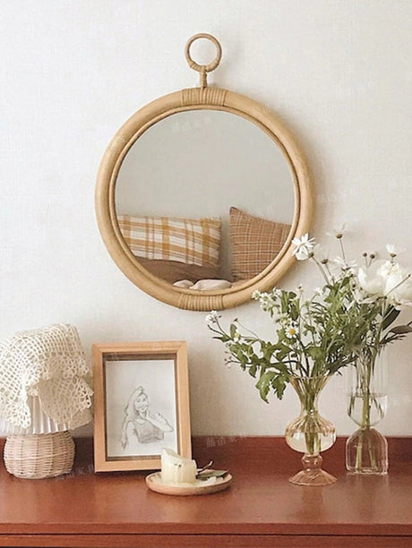 RATTAN FURNITURE Minato Elegant Round Decorative Mirror from RATTAN FURNITURE