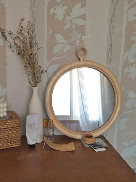 RATTAN FURNITURE Minato Elegant Round Decorative Mirror from RATTAN FURNITURE