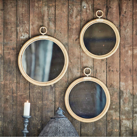 RATTAN FURNITURE Minato Elegant Round Decorative Mirror from RATTAN FURNITURE
