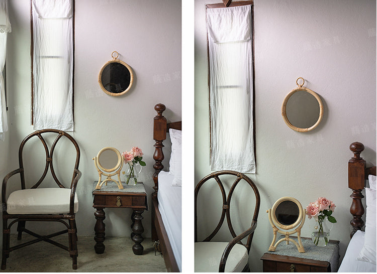 RATTAN FURNITURE Minato Elegant Round Decorative Mirror from RATTAN FURNITURE