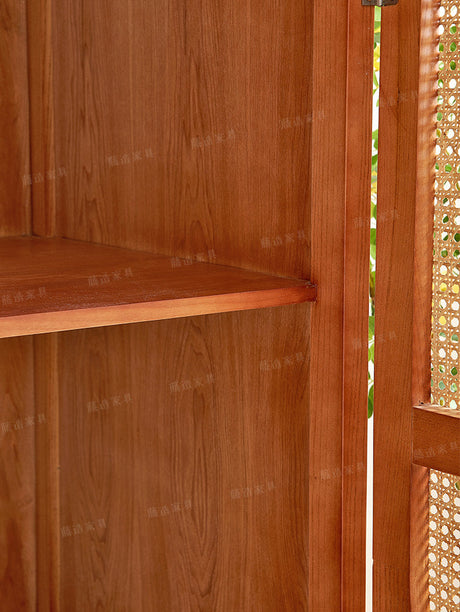 RATTAN FURNITURE Naminara Elegant Cherrywood Retro Double-Door Wardrobe from RATTAN FURNITURE