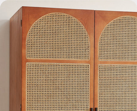 RATTAN FURNITURE Naminara Elegant Cherrywood Retro Double-Door Wardrobe from RATTAN FURNITURE