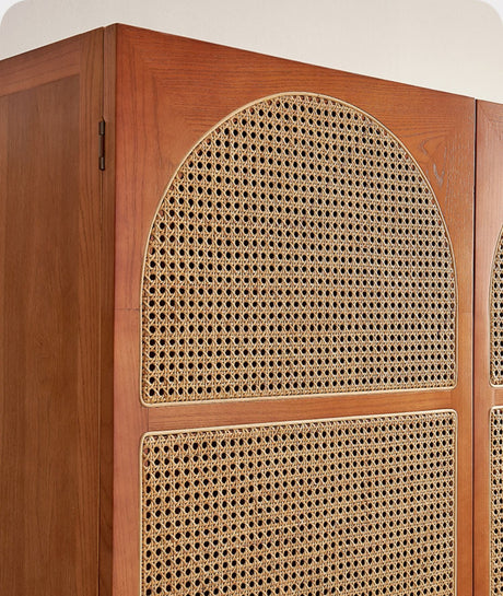RATTAN FURNITURE Naminara Elegant Cherrywood Retro Double-Door Wardrobe from RATTAN FURNITURE