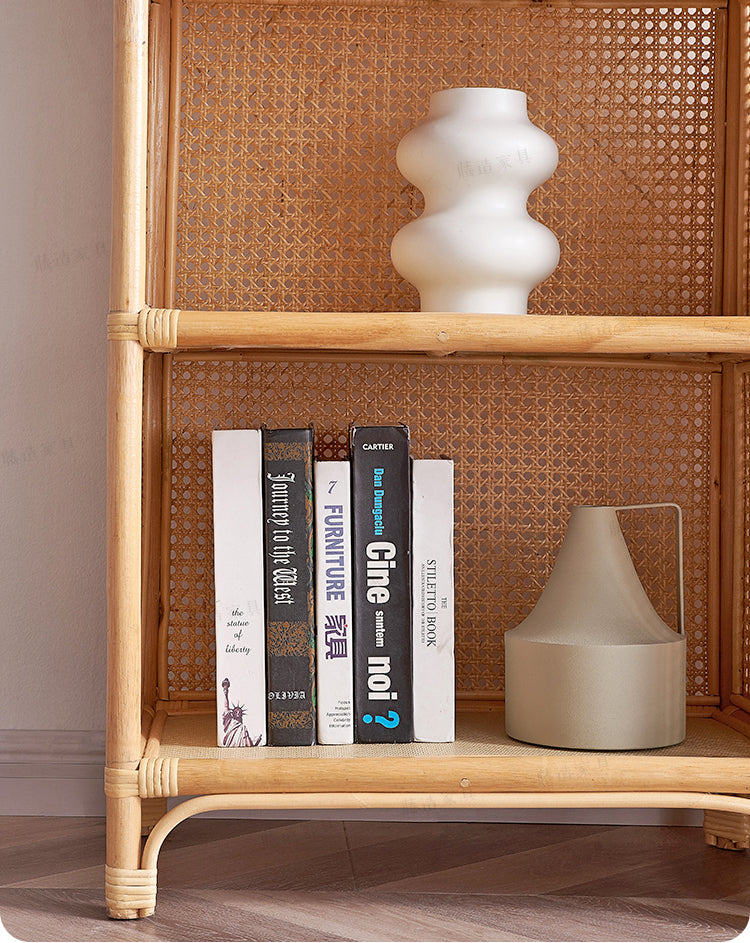 RATTAN FURNITURE Takamatsu Modern Multi-Level Storage Bookshelf from RATTAN FURNITURE
