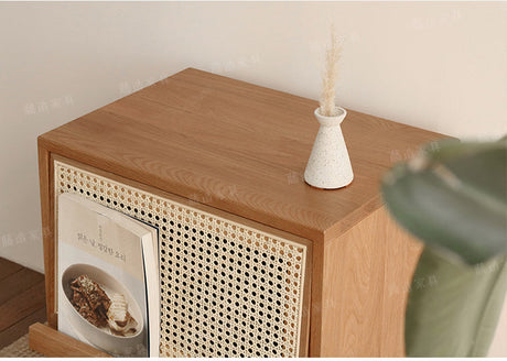RATTAN FURNITURE Yamaguchi Minimalist Retro Oak Storage Cabinet from RATTAN FURNITURE