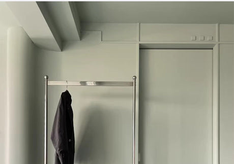 ROOMHOME Elowen Minimalist Integrated Mirror with Movable Coat Racks and Stainless Steel Storage. from ROOMHOME