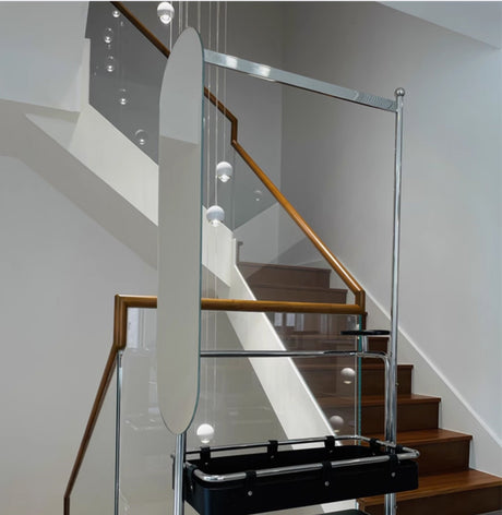 ROOMHOME Elowen Minimalist Integrated Mirror with Movable Coat Racks and Stainless Steel Storage. from ROOMHOME