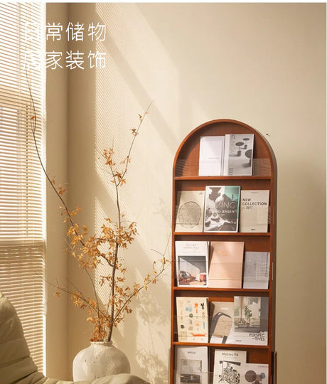 ROOMHOME Zephyra Elegant Arched Mirror Bookshelf Floorstand from ROOMHOME