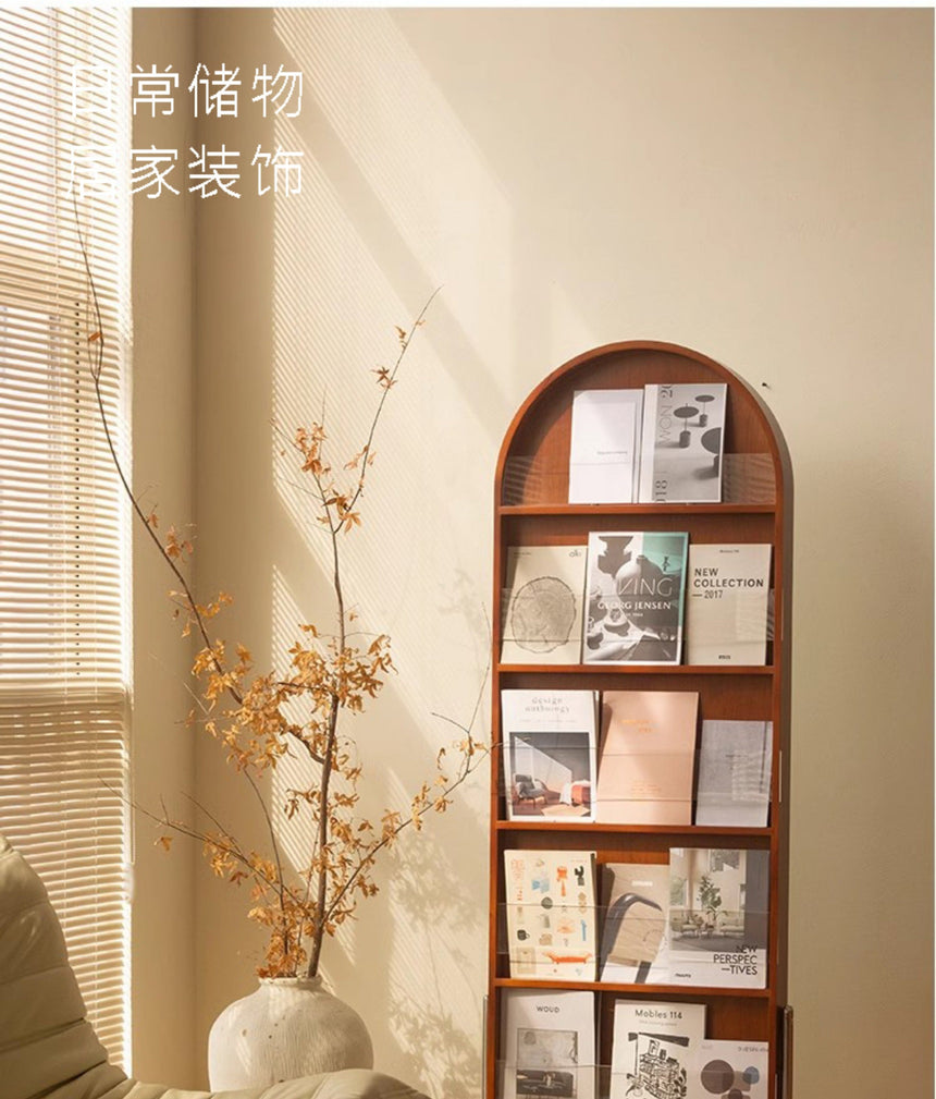 ROOMHOME Zephyra Elegant Arched Mirror Bookshelf Floorstand from ROOMHOME