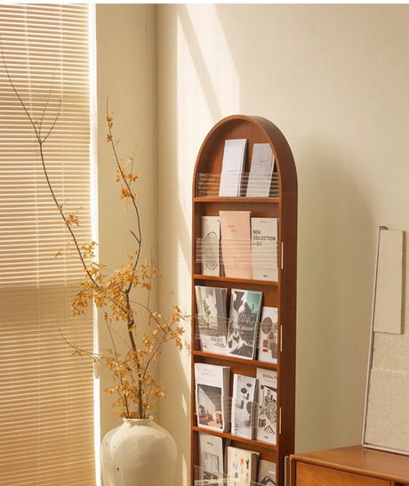 ROOMHOME Zephyra Elegant Arched Mirror Bookshelf Floorstand from ROOMHOME