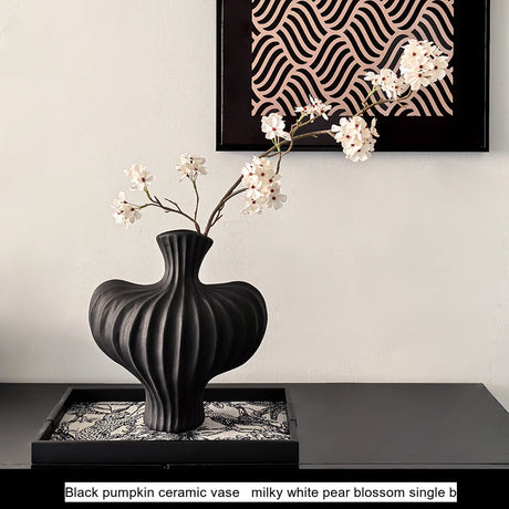 LIVETAI Isadora Elegant Black Ceramic Vase Decor from LIVETAI