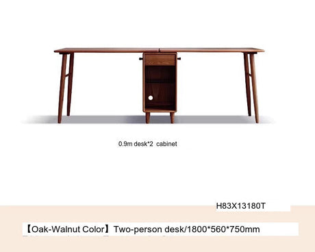 GENJI Amara Sleek Solid Wood Double Desk Bookcase from GENJI