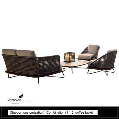 RATTAN SPACE Elysium Waterproof Natural Wood Footstool Set from RATTAN SPACE
