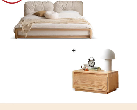GENJI Harukaze Elegant Cream Solid Wood Double Bed from GENJI
