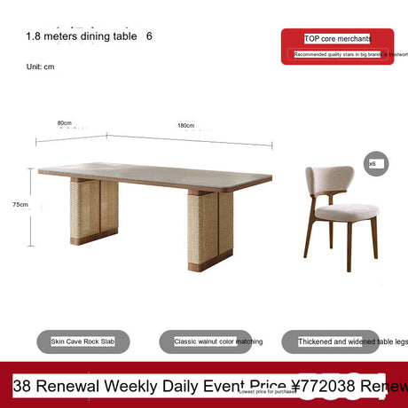 QUANMU Leonardo Elegant Rock Plate Dining Table from QUANMU
