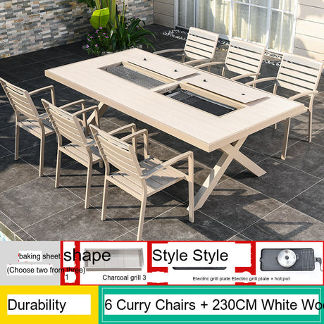 MOJIA Eulalia Wood-Grain Aluminum Barbecue Table for Stylish Courtyards from MOJIA