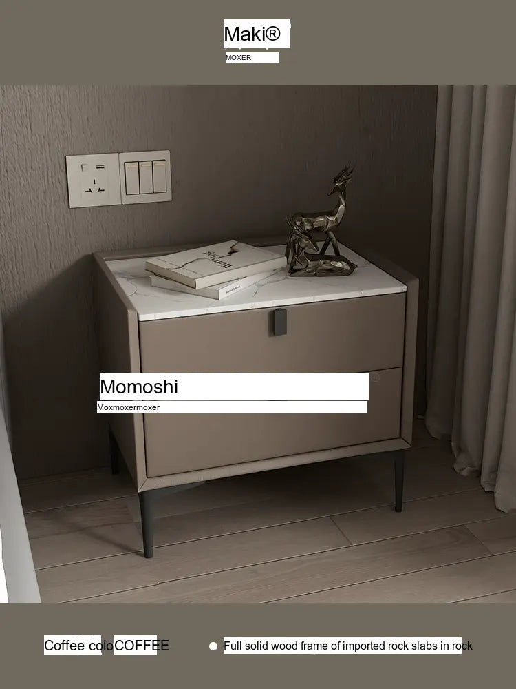 MOXER Lysandra Elegant Leather & Wood Minimalist Bedside Cabinet from MOXER