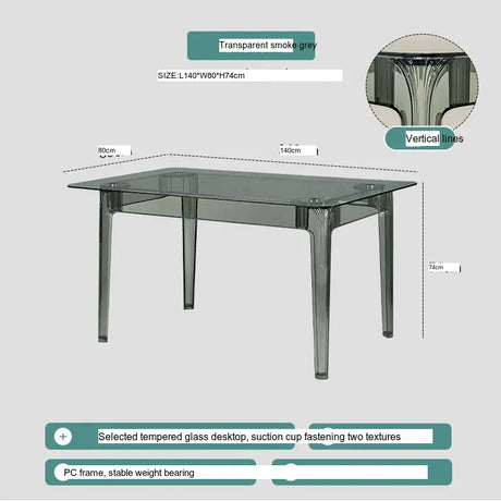 ABOUT WHITE Santiago Scandinavian Minimalist Glass Dining Table from ABOUT WHITE