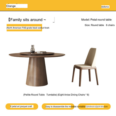 OROMA Seraphine Elegant Black Walnut Round Dining Set from OROMA