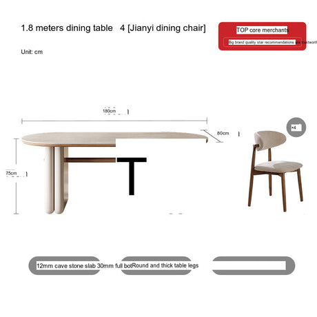 QUANMU Selah Elegant Cream Oval Dining Table from QUANMU