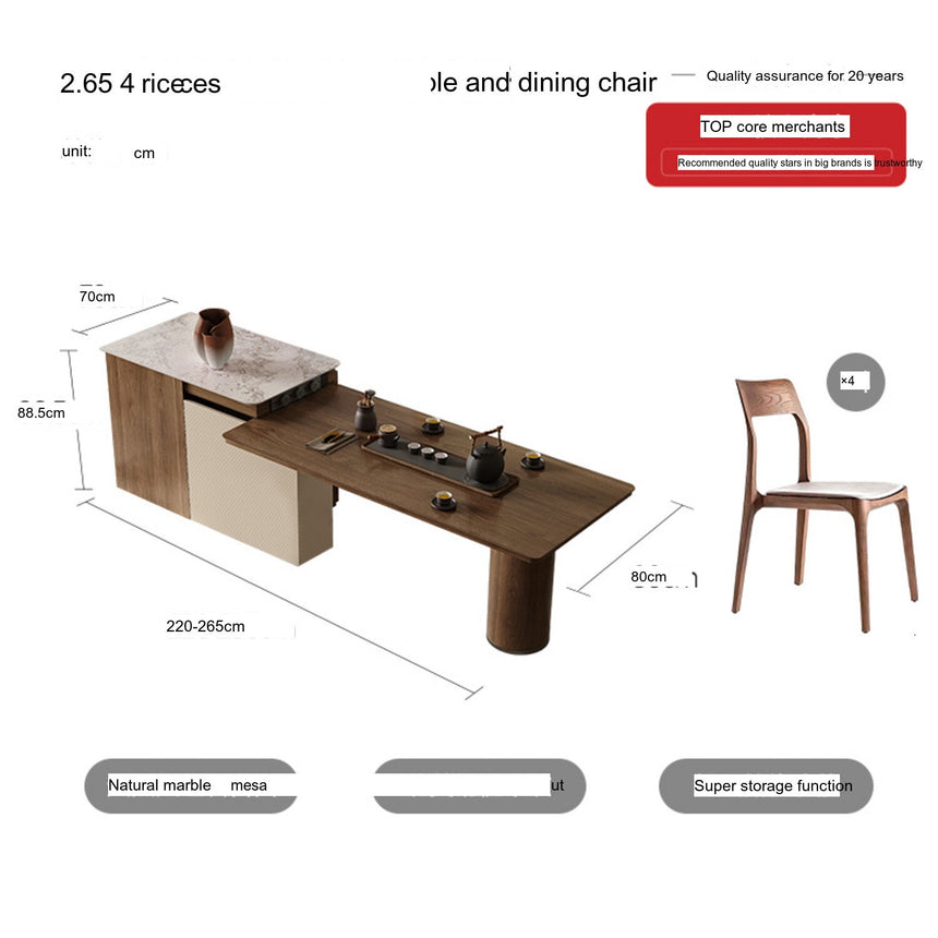 QUANMU Lysandra Elegant Retractable Walnut Dining Table from QUANMU