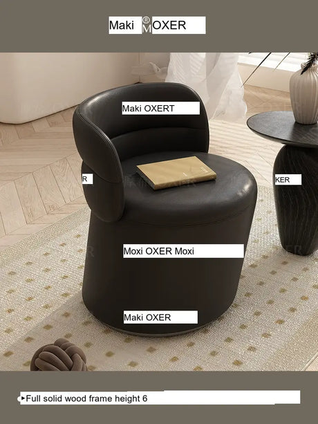 MOXER Takamori Exquisite Leather Solid Wood Makeup Stool from MOXER