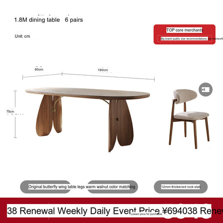 QUANMU Alaric Elegant Rock-Plate Oval Dining Table from QUANMU