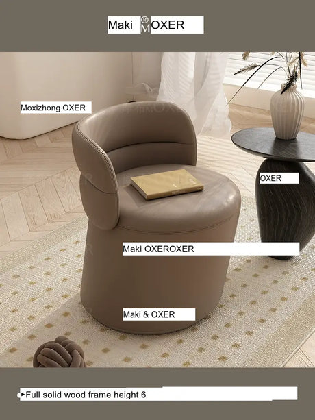 MOXER Takamori Exquisite Leather Solid Wood Makeup Stool from MOXER
