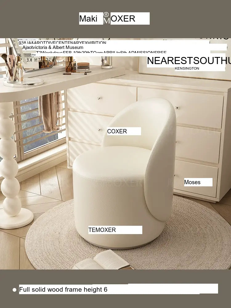 MOXER Elowen Elegant Genuine Leather Rotating Makeup Stool from MOXER