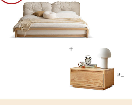 GENJI Harukaze Elegant Cream Solid Wood Double Bed from GENJI
