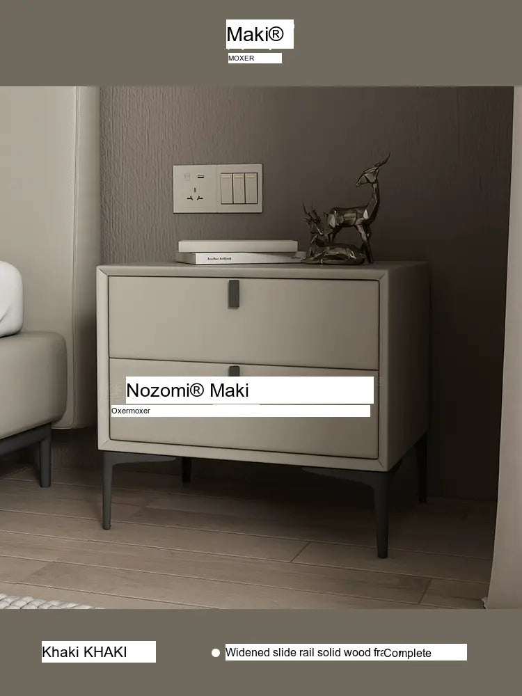 MOXER Lysandra Elegant Leather & Wood Minimalist Bedside Cabinet from MOXER