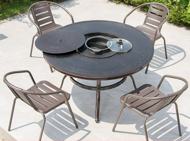 MOJIA Fenwick Luxury Outdoor BBQ & Hot Pot Table with Minimalist Design from MOJIA