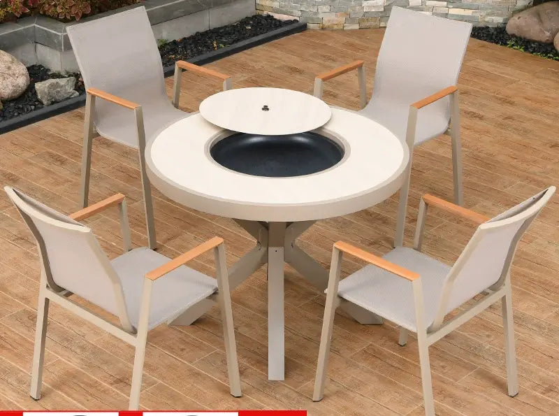 MOJIA Corvus Round Outdoor Barbecue Table with Smokeless Grill from MOJIA