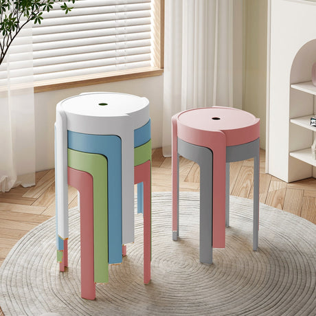 A&D Leonardo Stackable Thick Circular Modern Plastic Stool from A&D