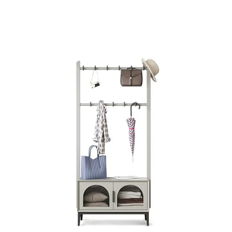 LINYUE Leo Italian Solid Wood Hat Rack & Shoe Stool Combo from LINYUE