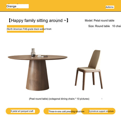 OROMA Seraphine Elegant Black Walnut Round Dining Set from OROMA