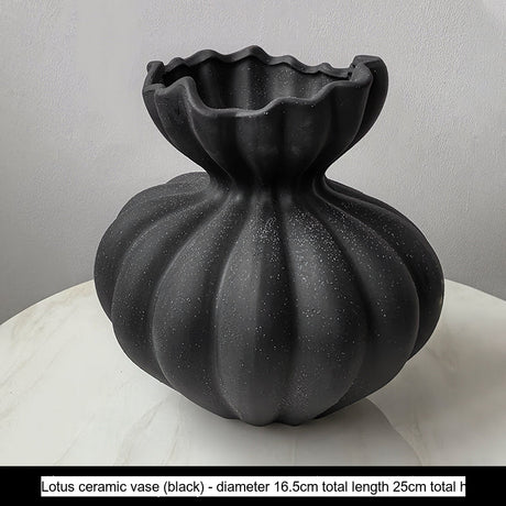 LIVETAI Isadora Elegant Black Ceramic Vase Decor from LIVETAI