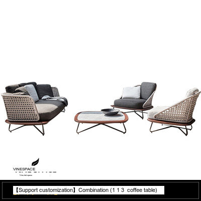 RATTAN SPACE Elysium Waterproof Natural Wood Footstool Set from RATTAN SPACE
