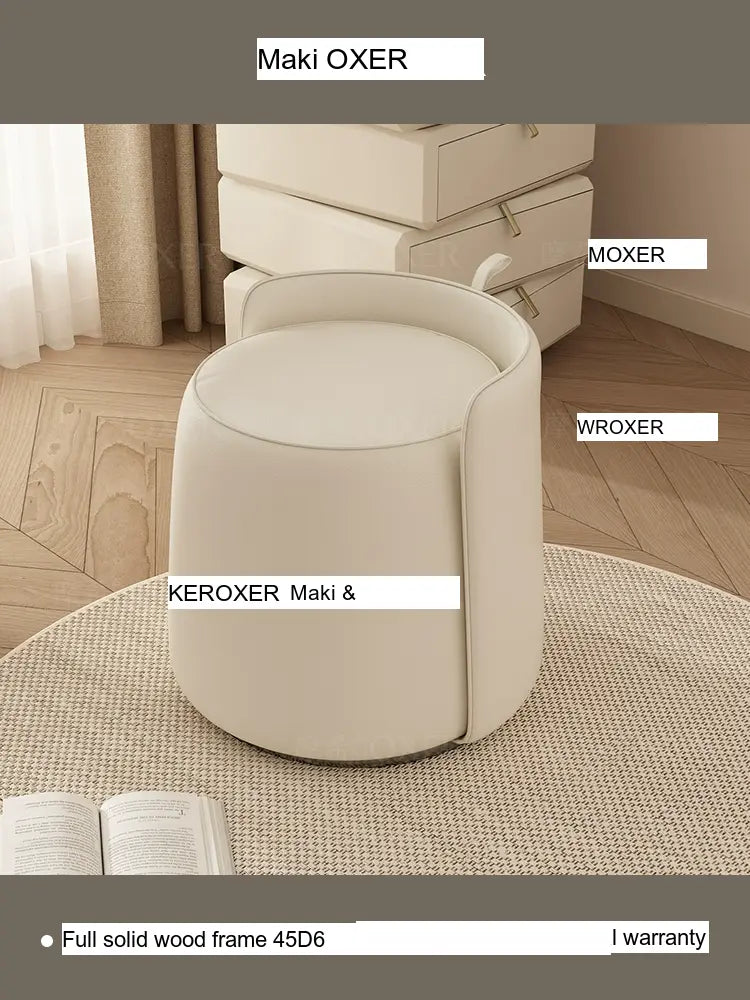 MOXER Calliope Luxe Genuine Leather Rotating Makeup Stool from MOXER