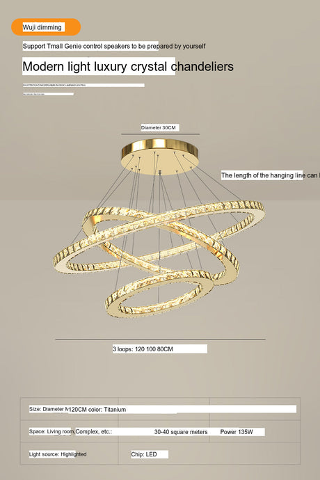 YDZM Marisol Elegant Crystal Country House Ceiling Lamp from YDZM