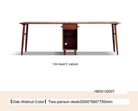 GENJI Amara Sleek Solid Wood Double Desk Bookcase from GENJI