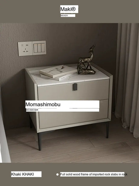 MOXER Lysandra Elegant Leather & Wood Minimalist Bedside Cabinet from MOXER
